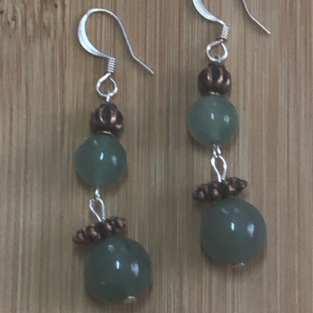 Fancy Green Jasper & Copper Earrings
